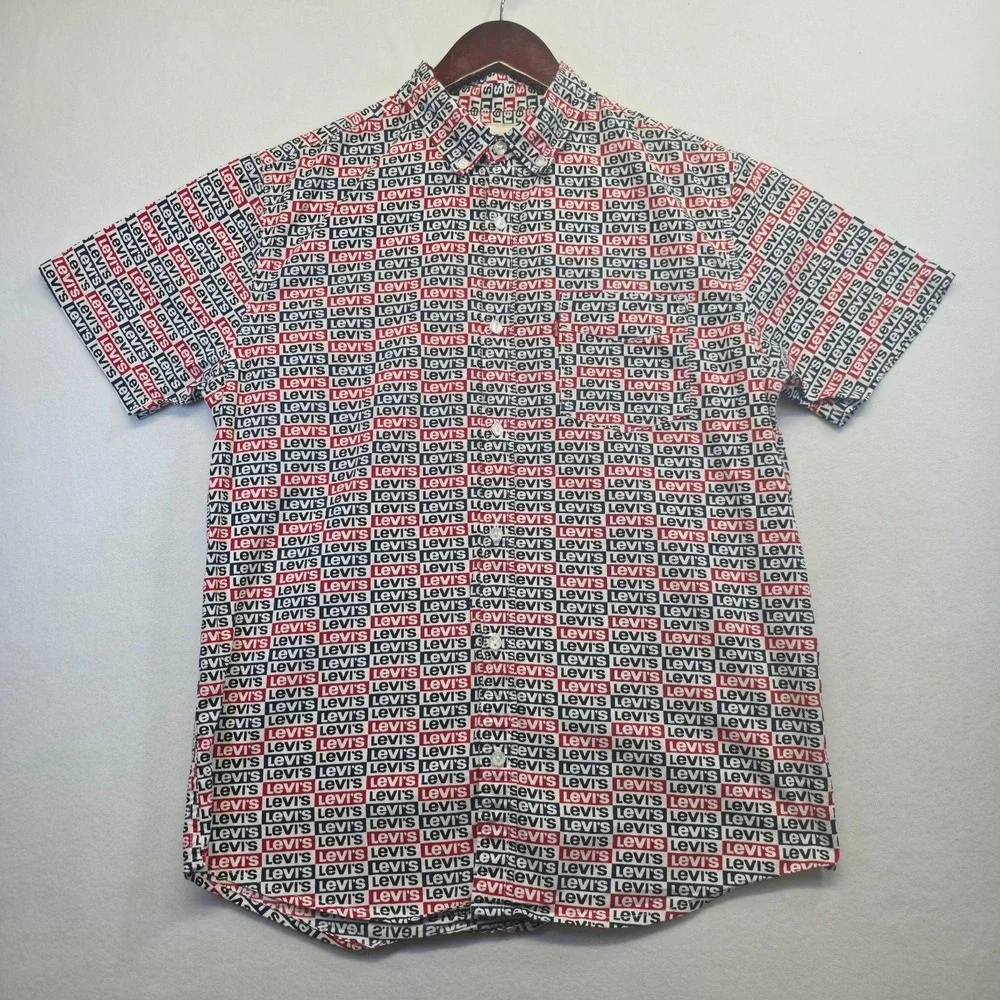 Levi's Men's Short Sleeve Button Up Levi's Logo Shirt‎ Size Small